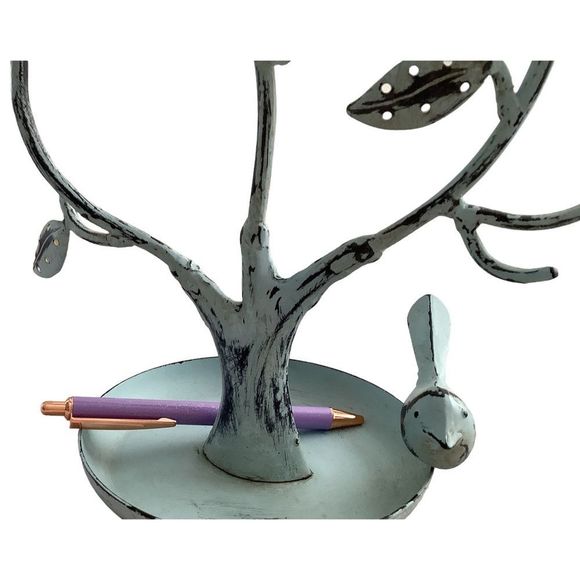 Blue/Green Patina on Metal Jewelry Tree. - Picture 4 of 5